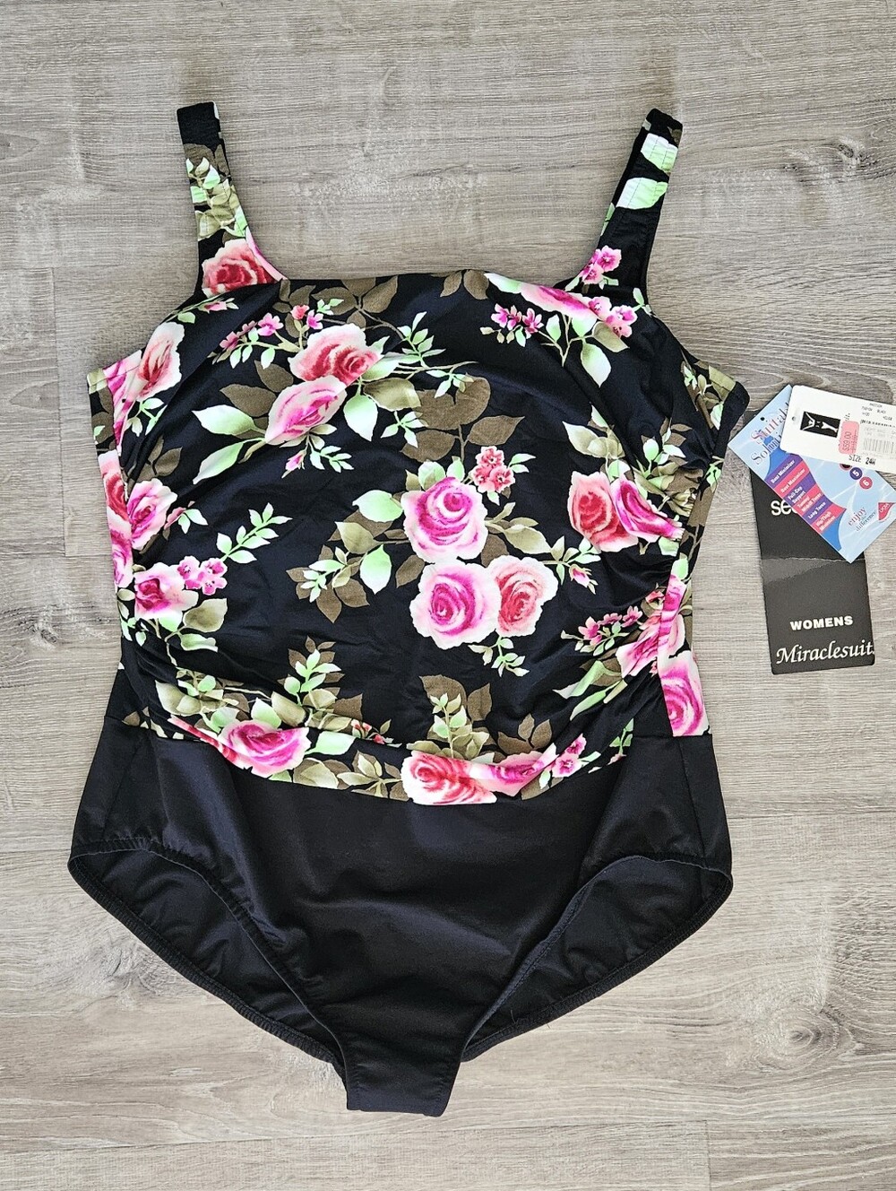 Miraclesuit Swimsuit Plus Size 24W Floral One Piece Tummy Control Built-In Bra